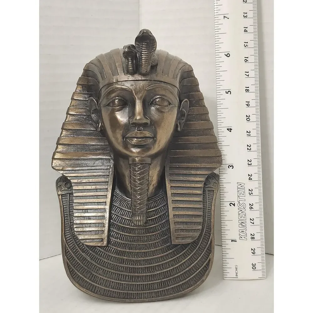 Vintage 2000 Veronese King Tut Bronze Resin Statue Egyptian Pharaoh Bust
